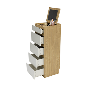 Commode Sotta Slimboy à 5 tiroirs avec miroir, style minimaliste, en métal et bois massif MDF, pour chambre ou salon, meubles de maison - Product Image 5