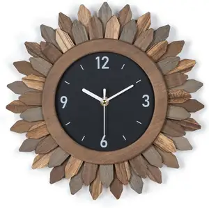 サイレントノンティッキング自由奔放に生きるサンバースト装飾時計農家の新しい到着壁時計電池式12
