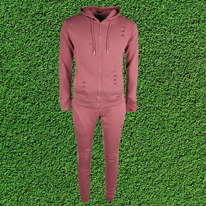 Latest Design <b>Men's</b> Distressed Tracksuit High Quality 100% Cotton Quick Dry Breathable Design for Adults Distressed Tracksuits - Product Image 1