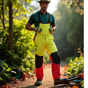 Comfort Size 54 Forestry Protective Trousers Neon Yellow/Red Garden Gloves & Gear - Product Image 3