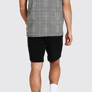 Venta al por mayor de bajo precio de los hombres de doble conjunto de verano Casual Fitness Shorts camiseta de cintura media patrón sólido transpirable algodón liso teñido - Product Image 6