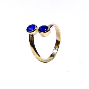 Party Wear Bague saphir bleu en argent sterling 925 plaqué or - Product Image 4