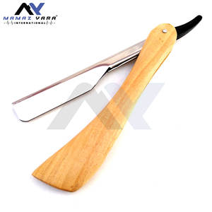 Navaja de afeitar de una sola hoja con mango de madera marrón, herramienta clásica tradicional para afeitado en húmedo, para el cuidado personal masculino, de borde recto, calidad de barbero, duradera - Product Image 3