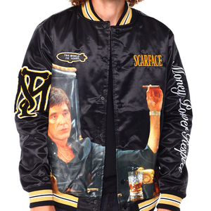 Custom Logo 2026 Varsity <b>Jacket</b> Satin Finish Lightweight <b>Tech</b>-Satin Bomber <b>Jacket</b> for Athletic Casual <b>Wear</b> Unisex Satin <b>Jacket</b> - Product Image 1