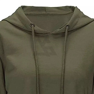 Breathable Anti-Wrinkle Winter Crop <b>Top</b> Hoodie for Women with Front Logo Drop Shoulder Ribbed Hem-Workout Wear - Product Image 3