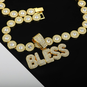 Pendentif en or massif blanc 14 carats avec diamant pour homme Style Hip Hop personnalisé VVS Moissanite Pendentif glacé Bless Plaqué or pour les fêtes - Product Image 5