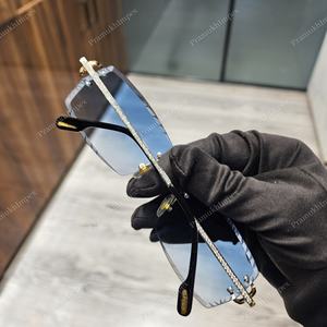 Venta caliente totalmente helado Bling VS Moissanite tachonado vidrio cielo azul 1 Fila puente de diamante marco inoxidable antirreflectante - Product Image 5