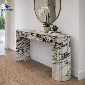 Table console en marbre Calacatta Viola de luxe à prix d'usine pour appartement, villa, manoir, salon, avec socle haut - Product Image 1