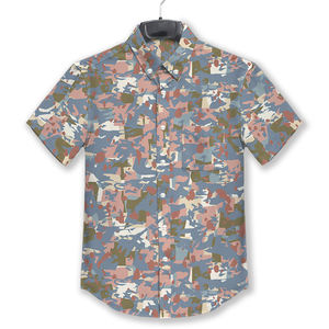 เสื้อเชิ้ตผู้ชาย240กรัมมีกระดุมคอปกคิวบาแขนสั้นทรงหลวมสีพื้น - Product Image 2