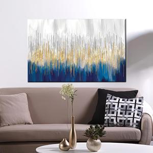 Toile murale imprimée moderne or et bleu marine pour cadeaux de Noël, 1P : Prête à accrocher - Product Image 1