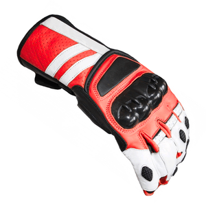 Real Leather Full Gauntlet Grey & White Motorbike Gloves Motorcycle Auto Racing Wear Full Finger Touchscreen Unisex Gloves - Product Image 5