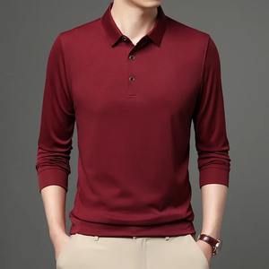 Camiseta informal de manga larga de algodón 100% para hombre, cuello sólido, transpirable, para Polo para primavera y otoño - Product Image 5