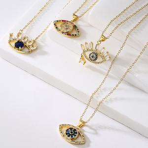 Collar con Colgante de Ojo de Diablo Chapado en <span class=keywords><strong>Oro</strong></span> de Alta Calidad, Joyerí<span class=keywords><strong>a</strong></span> de Moda con Circonita, Regalo de Boda o Compromiso para Mujer - Product Image 1