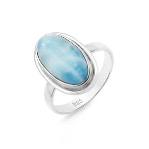 Anillo de Piedra Larimar Ovalada, Chapado en Oro, Plata de Ley, Hecho a Mano, Certificado IGI, Joyería de Alta Calidad, Regalo para Mamá - Product Image 4