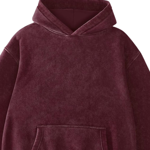 Sweat à capuche marron délavé à l'acide pour hommes Streetwear en polaire de coton épais et surdimensionné Vintage Custom Logo Plain Thick Warm Winter Fashion - Product Image 5