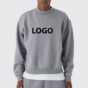 Sweat-shirt à col rond surdimensionné personnalisé en coton pour homme, pull gris chiné vierge, sweat-shirts et pulls à capuche brodés avec logo personnalisé - Product Image 4