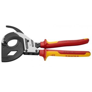Coupe-câbles Knipex (principe à cliquet à 3 étapes) noir, atermatisé avec tête polie, poignées isolées, type ciseaux et cisailles - Product Image 1