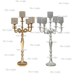 Candelabro Alto de Metal Color Dorado con Accesorios de Decoración para el Hogar y Bodas de Calidad Exclusiva - Product Image 2