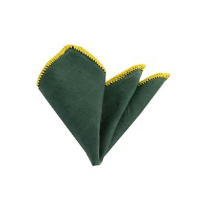 Pañuelo de Bolsillo de Lino Natural Rosa con Borde de Punto Azul - Product Image 3