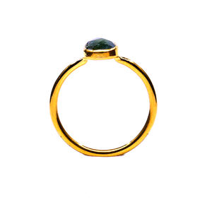 Bagues en pierres précieuses de tourmaline verte classique pour femmes en argent sterling 925 plaqué or à la mode et élégantes - Product Image 4