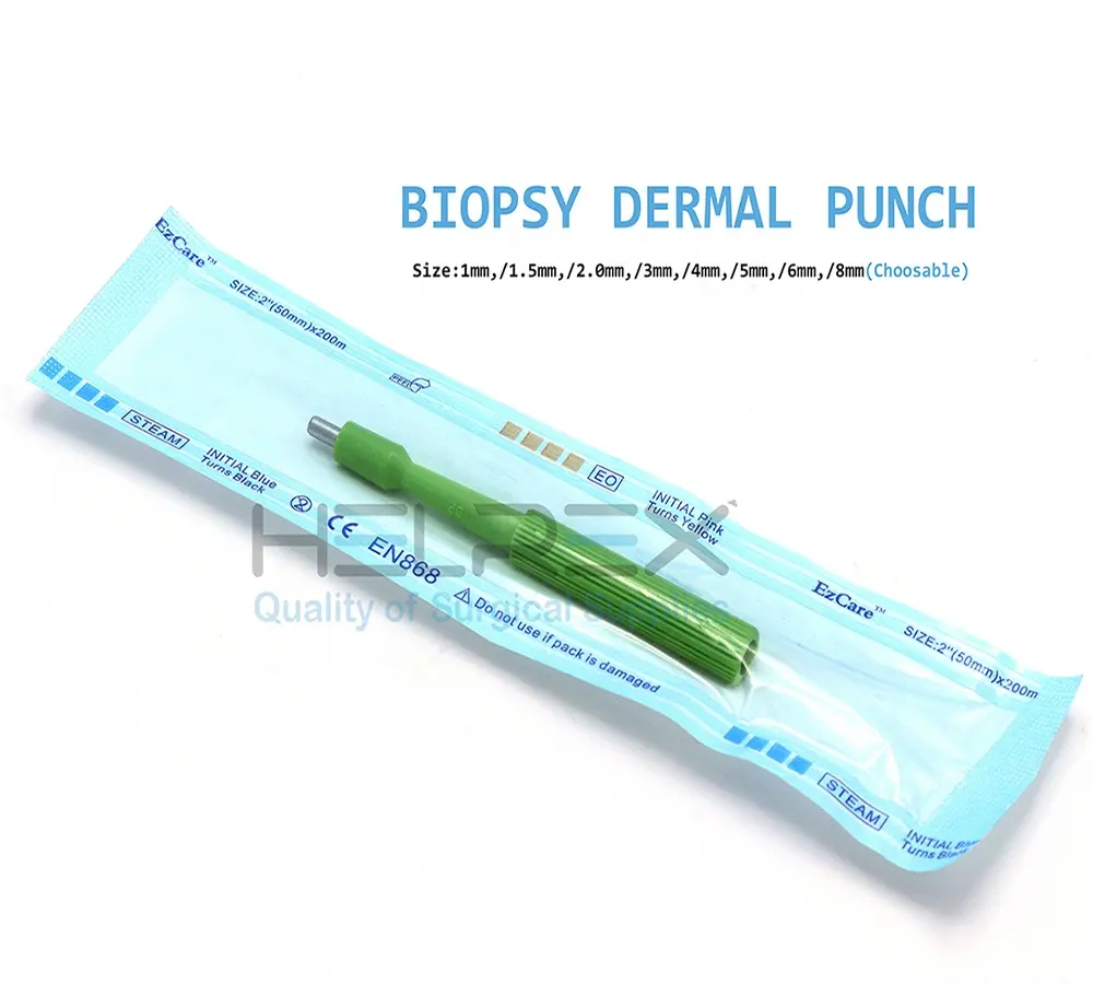 Biyopsi yumruklar Piercing aracı paslanmaz çelik tek kullanımlık steril biyopsi Dermal zımba/sterilize cilt biyopsi Punch Helrex