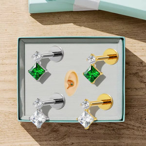 Xinfocus Nuevos Pendientes de Moda con Zirconia Engastada, <span class=keywords><strong>Piercing</strong></span> de Cartílago y Hélice, Anillo de Acero Quirúrgico con <span class=keywords><strong>Diamante</strong></span> para <span class=keywords><strong>Tragus</strong></span> - Product Image 3