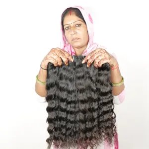 Extensions de cheveux humains 100% Remy vierges, couleur naturelle noire, ondulations profondes lâches, ondulations naturelles, cheveux de temple indiens, lots économiques - Product Image 3