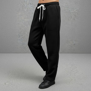 Streetwear OEM/ODM 100% coton, vêtements décontractés d'hiver, couleur unie, lavage personnalisé, coupe droite ample, pantalon pour homme, hip hop, pantalon pour homme - Product Image 5