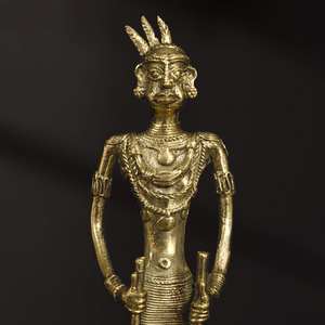 เชิงเทียนโลหะศิลปะ dhokra ทำด้วยมือขนาด13นิ้วเป็นมิตรกับสิ่งแวดล้อมสำหรับเต้น Gedi ของตกแต่งบ้านสำหรับ Diwali - Product Image 2