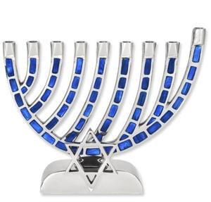 เชิงเทียนเมนอร์ห์รูปดาวประดับอัญมณีหลากสี คุณภาพสูง ทำด้วยมือจากโลหะ เชิงเทียนเมนอร์ห์เก้าแขน ของตกแต่งตามหลักศาสนายิว - Product Image 2