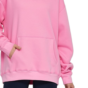 Sudadera con capucha rosa de gran tamaño personalizada unisex con puños acanalados y Capucha ajustable Esencial de invierno con estampado digital para mujer - Product Image 5