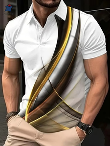 Polo de verano con estampado 3D de moda para hombre, camisa de manga corta con cuello vuelto, transpirable, cómodo, ajustado - Product Image 5