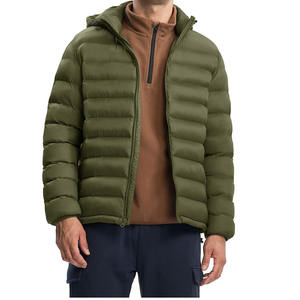 Veste matelassée d'hiver légère pour homme sur mesure, col montant, veste à bulles avec logo, matière polyester chaude - Product Image 6
