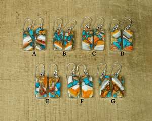 Oyster cuivre Turquoise plaqué or 925 argent Sterling Rectangle pierres précieuses crochet boucles d'oreilles à la mode cadeau fait main pour la fête des mères - Product Image 1