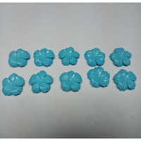 Pierre précieuse synthétique Turquoise Sleeping Beauty, fleur sculptée à la main, 15x15mm, qualité supérieure, jeu de couleurs, 5,25 carats, pierre brute