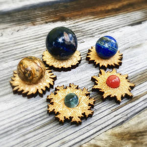 Wholesale Delarchi Rustic Wooden 5-Piece Set Mini <b>Photo</b> Frame & Lightning Ball <b>Holder</b> with 2-color Printing for Home Storage - Product Image 5