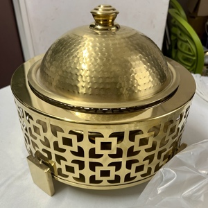 Casserole de vaisselle en métal couleur or de conception découpée au laser en acier avec couvercle pour les frottements Compatible avec induction Hot Pot filaire de haute qualité - Product Image 4