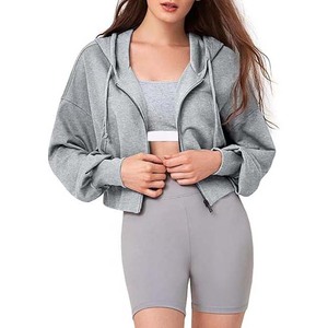 Fashionable Women's Cropped Hoodies Top Quality Cotton Knitted <b>Light</b> Weight Stylish Breathable Women's Clothing Crop Top Hoodies - Product Image 1