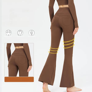 Pantalon de yoga taille haute pour femme jambe évasée collants de sport respirant Spandex grande taille XL pantalon de danse évasé mince solide - Product Image 2