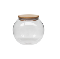 Pot transparent le plus populaire Conteneur de stockage de cuisine Bouteilles en verre avec couvercle en bois Nouveau style de conteneur de stockage Pot