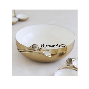 Tazón para Servir de Aluminio de Último Diseño, la Mejor Calidad, Color Blanco y Dorado, Tazón para Servir Frutos Secos de Home Arts - Product Image 1