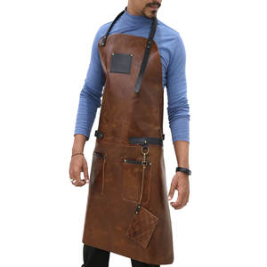 Delantal de cuero de vaca dorado personalizado de alta calidad, impermeable, protección de soldadura, ropa de seguridad, tela, uso en la cocina - Product Image 1