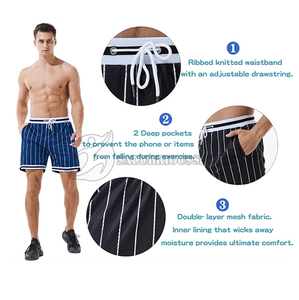 Pantalones cortos de verano de malla sólida con estampado por sublimación para hombre, logotipo personalizado, secado rápido, Fitness, informal, cintura alta, cierre con cordón - Product Image 6