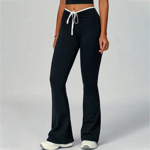 RAZERS IMPEX Custom Logo Women's Wide Leg Fitness Pants High-Waisted <b>Butt</b> <b>Lifting</b> Tummy Control Slim Fit Contrast Flare Casual - Product Image 3
