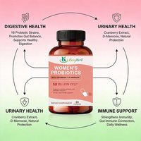 Probiotique végétal pour femmes 50 milliards d'UFC + Fibres prébiotiques et D-Mannose naturel - Favorise une digestion saine et une fonction immunitaire optimale