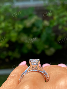 Anillo de compromiso y boda único de media eternidad con certificación GRA de diamante Moissanite redondo para mujer a precio de mayorista - Product Image 3