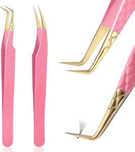 Pinzas para Pestañas con Punta de Precisión, Bañadas en Oro Rosa, para Extensiones de Pestañas Postizas, Herramienta para Pestañas con Punta de Fibra Suave - Product Image 1
