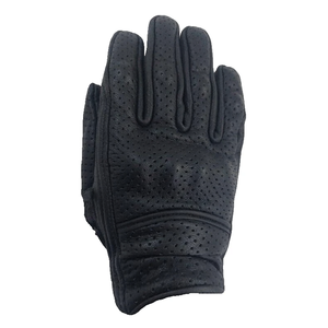 Guantes de cuero ventilado de piel de vaca auténtica negra pura para montar en motocicleta, ropa de carreras de automóviles, guantes Unisex blindados para nudillos - Product Image 2