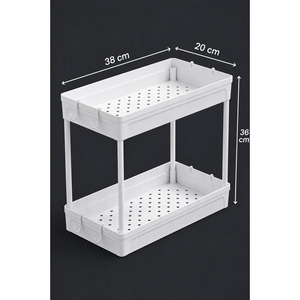 Étagère de rangement à quatre niveaux pour évier, organisateur en plastique pour la cuisine et la salle de bain, pour les produits de nettoyage, empilable, design minimaliste et écologique - Product Image 2