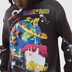 OEM sudaderas con capucha de alta calidad de los hombres nueva moda de color personalizado mezclado de gran tamaño gota hombro invierno Sudadera con capucha diseño impreso - Product Image 6